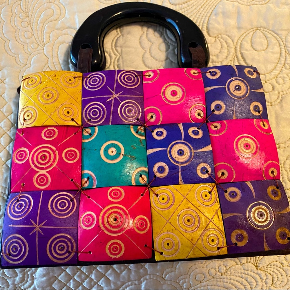 Mexican Wooden Tile Purse